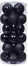 60mm/2.36&quot; Christmas Ball Ornaments Shatterproof Christmas Ornaments Set - BLACK - £19.97 GBP