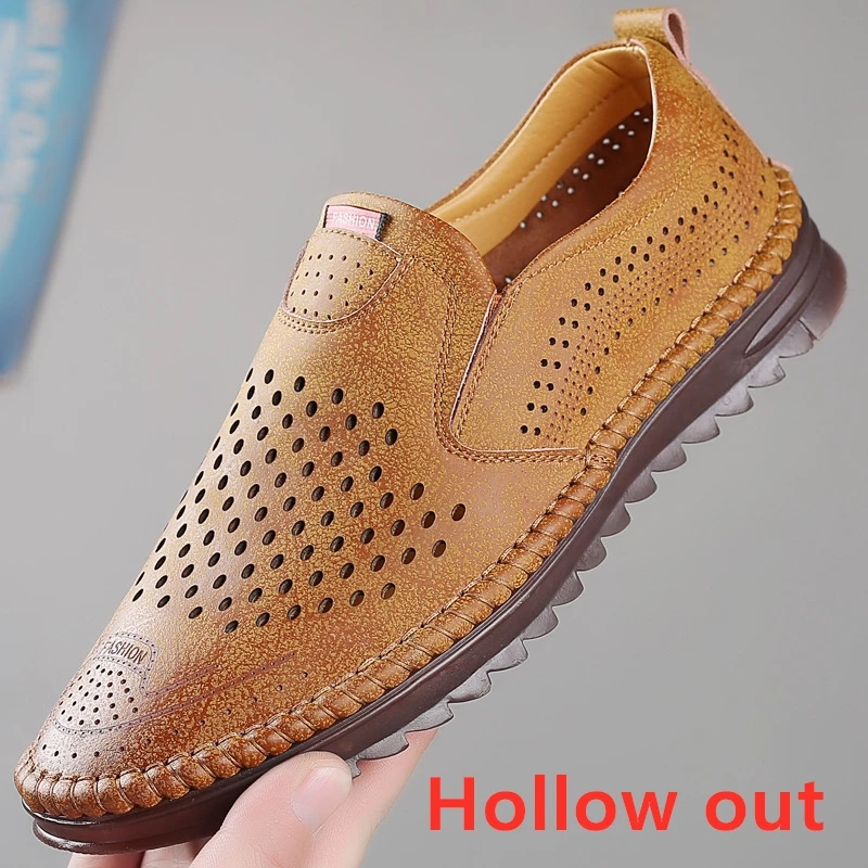 Casuales Breathable Leather Casual Shoes Loafers Men Scarpe Sneakers Men... - $72.87