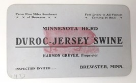 Minnesota Herd Duroc - Jersey Swine Advertising Card Hogs Pigs Brewster ... - £23.68 GBP