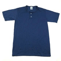 Augusta Sportswear Trikot T-Shirt Jungen Jugend L Blau Henley 2 Knopf 50/50 - £7.44 GBP
