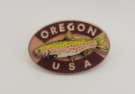 OREGON USA Fish 3D Collectible Souvenir Travel Lapel Hat Pin Oval Pinchback - £15.62 GBP