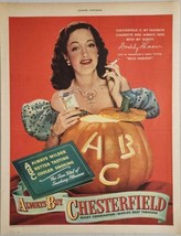 1947 Print Ad Chesterfield Cigarettes Carved Pumpkin Actress Dorothy Lamour - £16.28 GBP