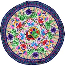 Round Runner/ Tapestry  Peacock embroidery boho table decor Indian Handm... - $26.72