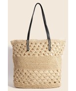 Fame Faux Leather Handle Knitted Tote Bag - $733.05 MXN