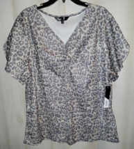 Nwt Womens Lularoe Elegant &quot;Mary&quot; Shimmery Leopard Print Knit Top Size 3XL - £26.20 GBP