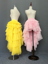 Yellow High Low Layered Tulle Skirt Gown Women Custom Plus Size Tulle Skirts image 6