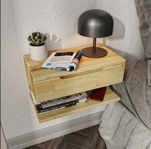Wall Mounted Nightstand with Drawer, Wood Bedside Shelf and Floating Nightstand - £284.88 GBP
