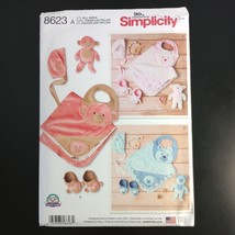 Simplicity 8623 Pattern Baby Accessories Bib Booties Blanket Bear Sheep A UC - £3.32 GBP
