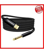 10FT Braided USB Guitar Cable - 1/4 Inch TS to Computer Interface - $660.61 MXN