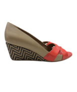 Anyi Lu Daphne 8 Open Toe Wedge Papaya Orange Patent Leather Woven Zig Z... - $44.99