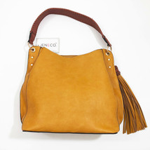 Jen &amp; Co Amber Hobo Vegan Faux Leather Mustard 13x11.5x5 inches - £42.71 GBP