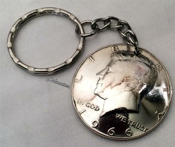 1969 Silver Half Dollar Keychain! Birthday Anniversary Gift Key Ring Lucky Charm - £24.88 GBP