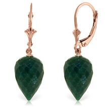25.7 Carat 14K Solid Rose Gold Drop Briolette Emerald Gemstone Earrings - £304.38 GBP