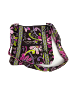 Vera Bradley Dark Brown Purple Punch Shoulder Bag Floral Print Zip Top - $355.81 MXN