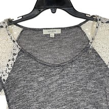 Umgee Top Size Large Gray Heather With White Lace Cotton Blend Womens LS - £15.57 GBP