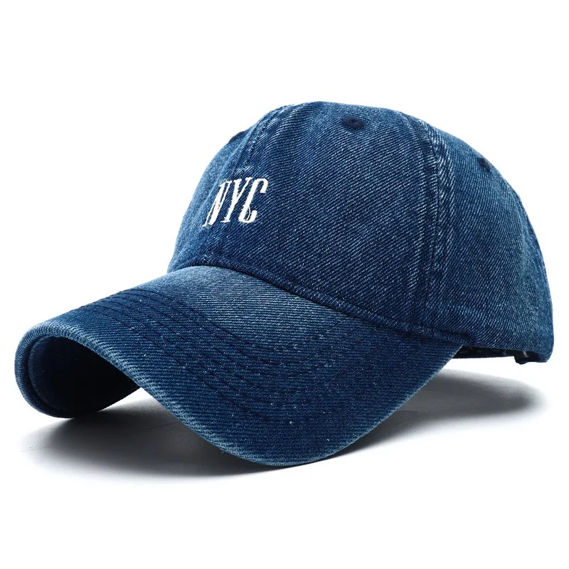 2023 New Vintage Denim Baseball Cap Embroidered NYC Snapback Hat for Men Outdoor - £80.69 GBP