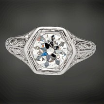 2.4 Karat Künstlicher Diamant Vintage Verlobungsring 14K Weiß Vergoldet Silber - £207.11 GBP