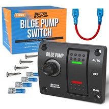 Bilge Pump Switch 3 Way With Panel And 12V Led Lights And Rocker Bilge S... - $37.99
