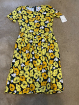 New w/ Tags LulaRoe Amelia Dress Small S yellow black Floral Roses spring pocket - £18.10 GBP