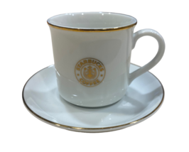 Vintage STARBUCK&#39;S Logo Espresso Cup &amp; Saucer 22k Gold Trim 3oz - £19.65 GBP