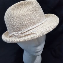 Women&#39;s Vintage Hat Clorofibre Viscose Fiber Made In Itlay Beige One Size - £18.34 GBP