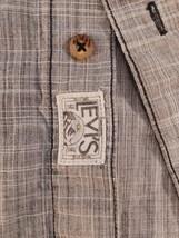 Levi Strauss & Co Spread Collar Men Shirt L Gray Short Sleeve Button Up 2-Pocket image 3
