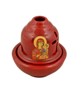 4 3/8&quot; Greek Orthodox Ceramic Oil Candle Glazed Virgin Mary Icon Vigil L... - €15,21 EUR