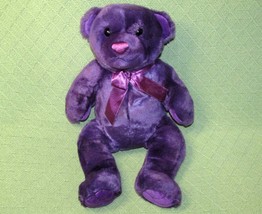 Kids Preferred Purple Teddy Bear 17&quot; Plush Stuffed Animal With Satin Ribbon Toy - £17.69 GBP