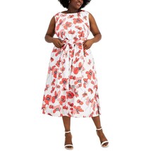 New Anne Klein Red White Floral Cotton Belted Midi Dress Size 0X Women $149 - £71.93 GBP