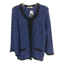 NWT Womens Size XL JM Collection Textured Knit Embellished Wool Blend Cardigan - £15.41 GBP