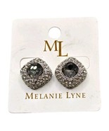 Signed Melanie Lyne Gray Crystals Clear Rhinestones Studs Earrings Silve... - $23.76