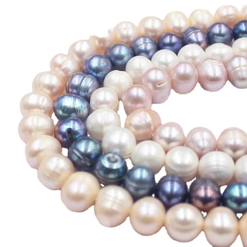 10-11mm White Pink Purple Black Nearly Round Real Natural Freshwater Pearl Loose - £23.84 GBP