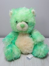 Aurora Plush Green yellow Tie Dye cream tummy teddy bear sitting glitter nose - £11.64 GBP