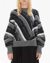 HELMUT LANG Femmes Chandail Long Sleeve Ombre Cr Rayé Grise Taille XS I0... - $258.33