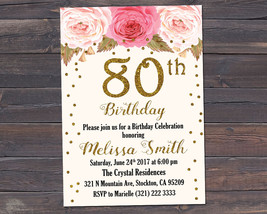 50th, 60th, 70th, 80th, Birthday Invitation, Floral Birthday Invitation /Any Age - £6.38 GBP