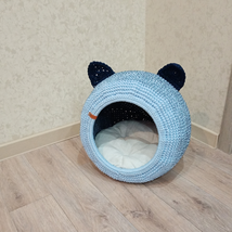 Cat house,cat bed,Round cat bed, blue cat house ,cute cave bed for pet, cozy cro - £104.25 GBP