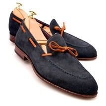 New Handmade men black suede shoes, men moccasin loafer shoes, slip on dress  - £107.68 GBP