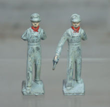 lot of 2 Vintage Lincoln Logs Diecast Engineer Miniature Figures 2 1/4&quot; BROKEN - £4.33 GBP