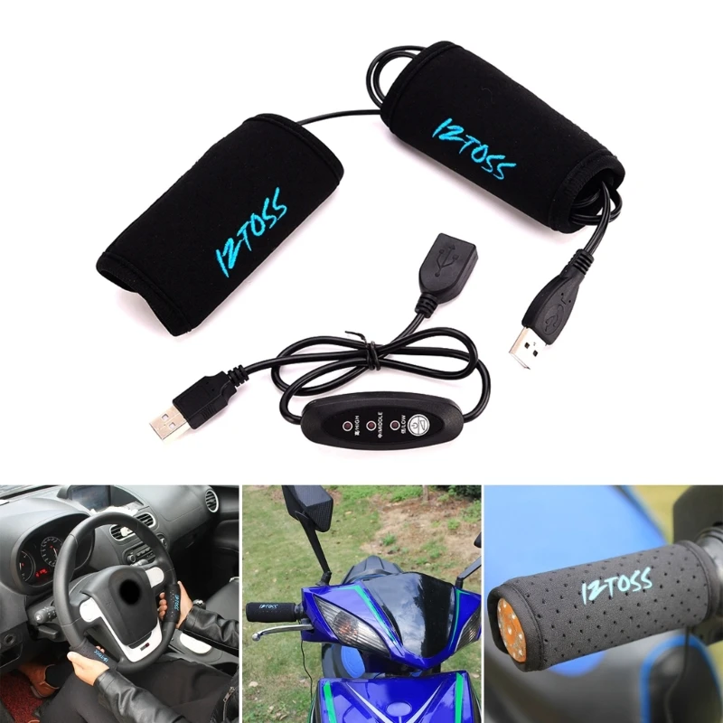 5V Motorcycle Grip Electric Heating Pad Universal Handlebar Gloves Cover Warm - £26.47 GBP