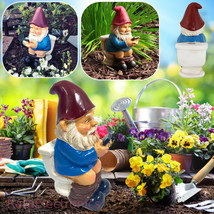 Chilling Garden Gnome Naughty Ornament Reading Phone Throne Toilet For Gifts US - £14.60 GBP
