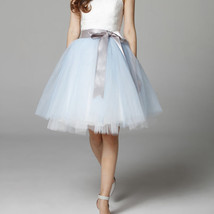 WHITE A-line 6-Layered Midi Tulle Skirt Outfit Custom Plus Size Ballerina Skirts image 14