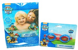 2 PC Lot - Nickelodeon Paw Patrol Swim Arm Floats &amp; Eye Goggle For Pool ... - £3.91 GBP