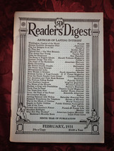 Readers Digest February 1931 Jimmy Doolittle Lowell Thomas Harry Emerson Fosdick - £10.79 GBP