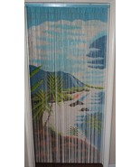 Natural Bamboo Beaded Curtain Tropical Cliffs Palms Beads Window Doors D... - $73.26