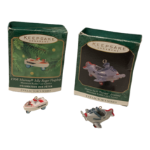 Hallmark Miniature Kiddie Car Classics Lot of 2, #6 &amp; #3 in Series Plane Boat - £7.20 GBP