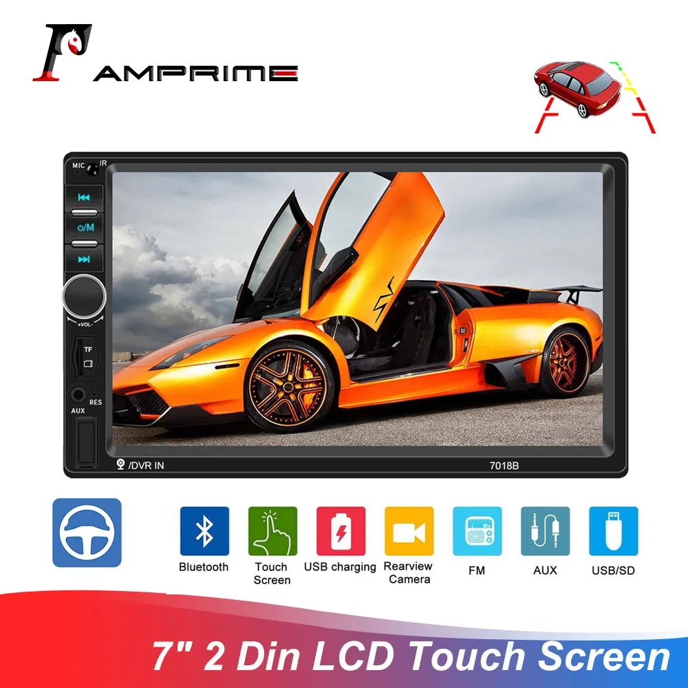 AMPrime 7018B 7&quot; 2 Din LCD Touch Screen Car Radio Support USB / SD Remote - £45.51 GBP+