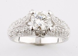 1.00 Carato Rotondo Brillante Diamante 18k Oro Bianco Fidanzamento Misura Anello - £4,935.79 GBP