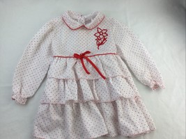 Vtg girl 3T sheer polka red dot dress red white made in USA - £15.59 GBP