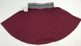 NEW LunaChix Zumiez AZTEC Elastic WAISTBAND Skirt BURGUNDY Wine Cotton N... - $9.90