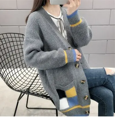 2020 New Spring Autumn Korean Loose  Women Coat Solid Knitting Outwear Female Ca - £83.36 GBP